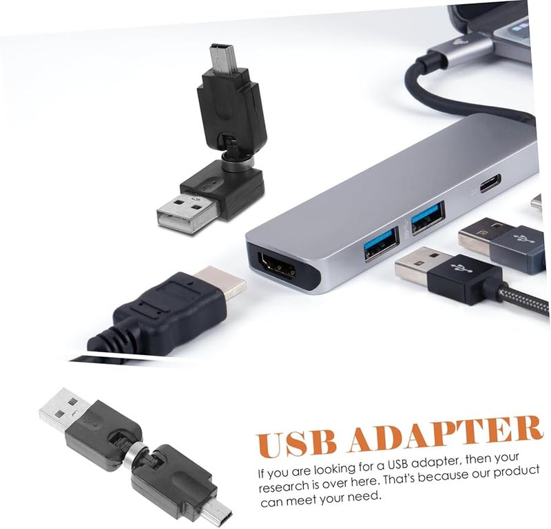 Mini USB to USB Adapter 360 Degree Rotating OTG Cable for Power Bank Laptop Mobile Device - Image 2